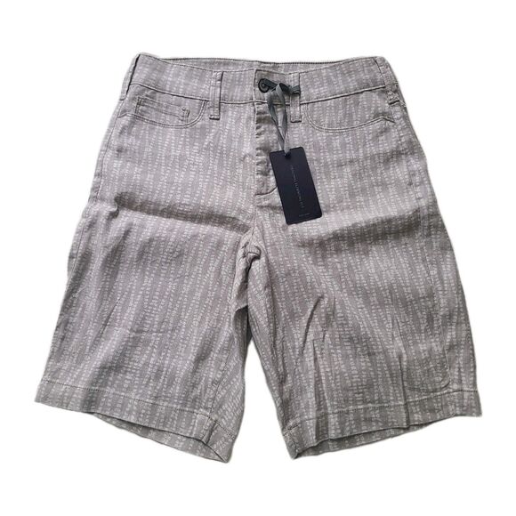 NYDJ Pants - NYDJ Relaxed Shorts Beige Tan Macrame Print  Linen Blend Stretch Sz 0P/ XS NEW